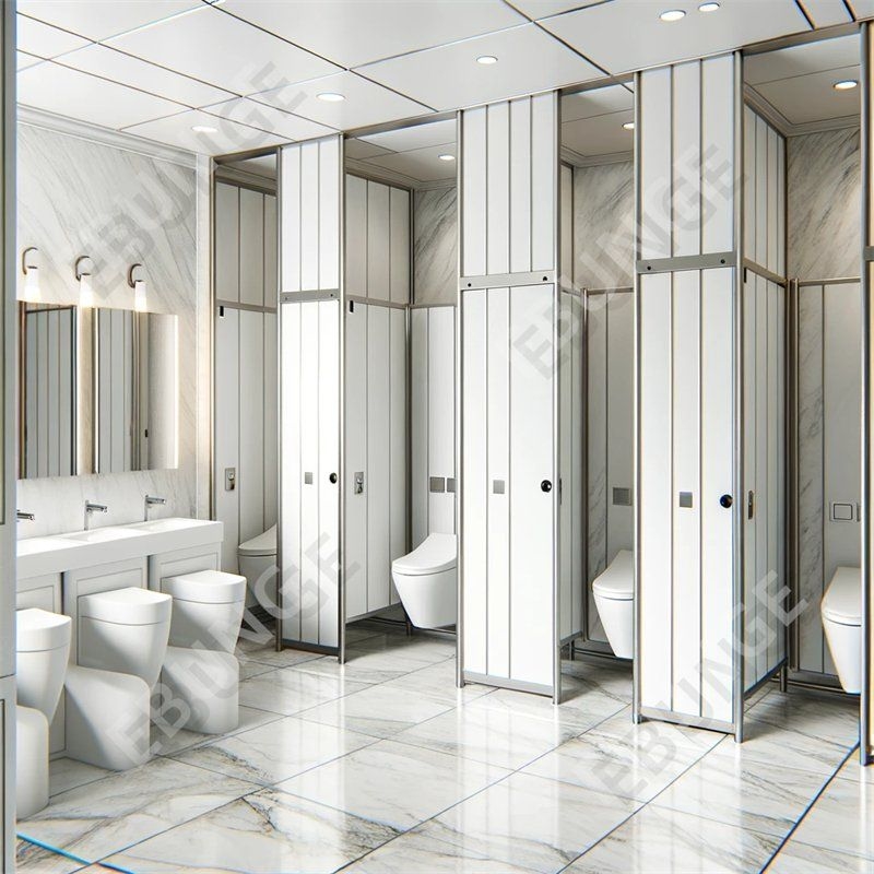 Bức tường phân vùng nhà vệ sinh được gắn trên sàn với khả năng chống nước và màu sắc